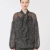 Camicetta in chiffon stampato, nero Camicetta in chiffon stampato, nero