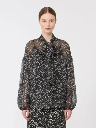 Camicetta in chiffon stampato, nero