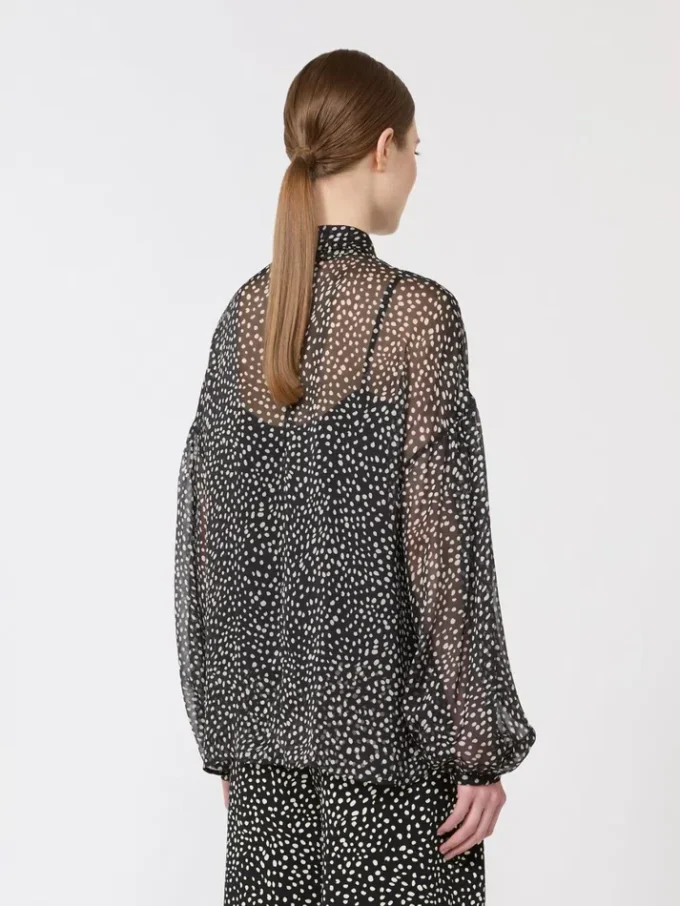 Camicetta in chiffon stampato, nero Camicetta in chiffon stampato, nero