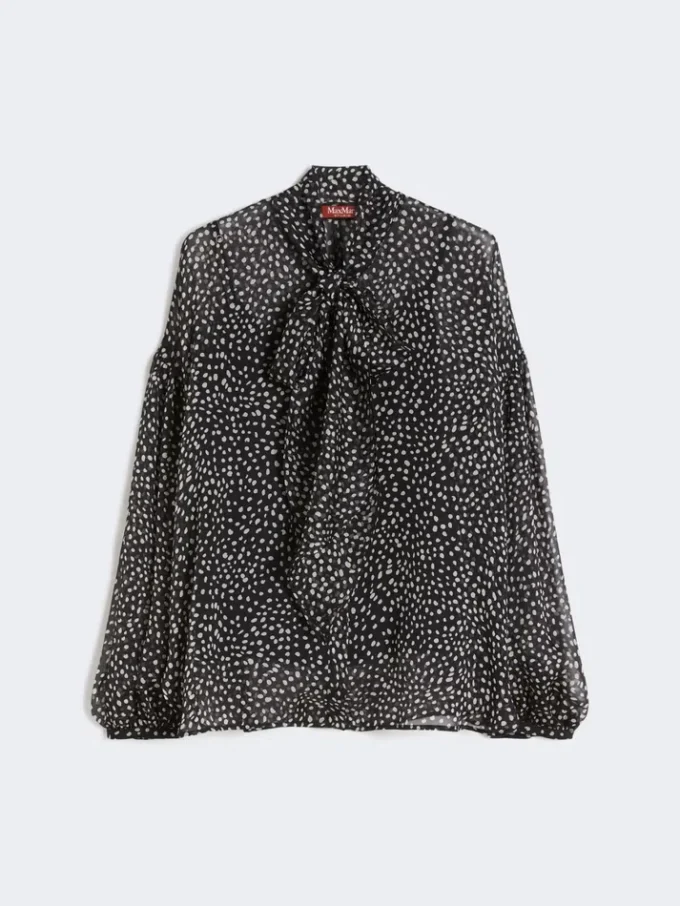 Camicetta in chiffon stampato, nero Camicetta in chiffon stampato, nero
