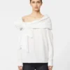 Camicetta in cotone con stola, bianco ottico Camicetta in cotone con stola, bianco ottico