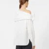 Camicetta in cotone con stola, bianco ottico Camicetta in cotone con stola, bianco ottico