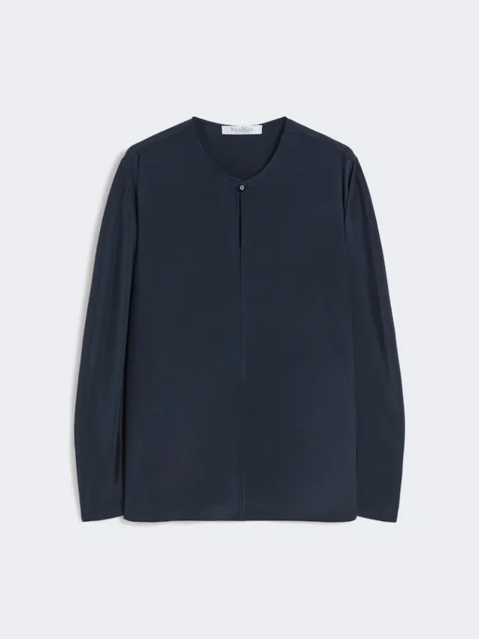 Camicetta in crêpe de chine di seta, blu oltremare