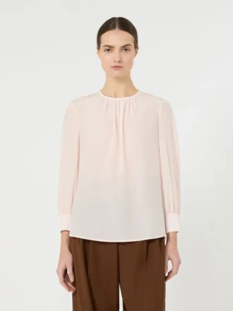Camicetta in seta con collo rotondo, rosa