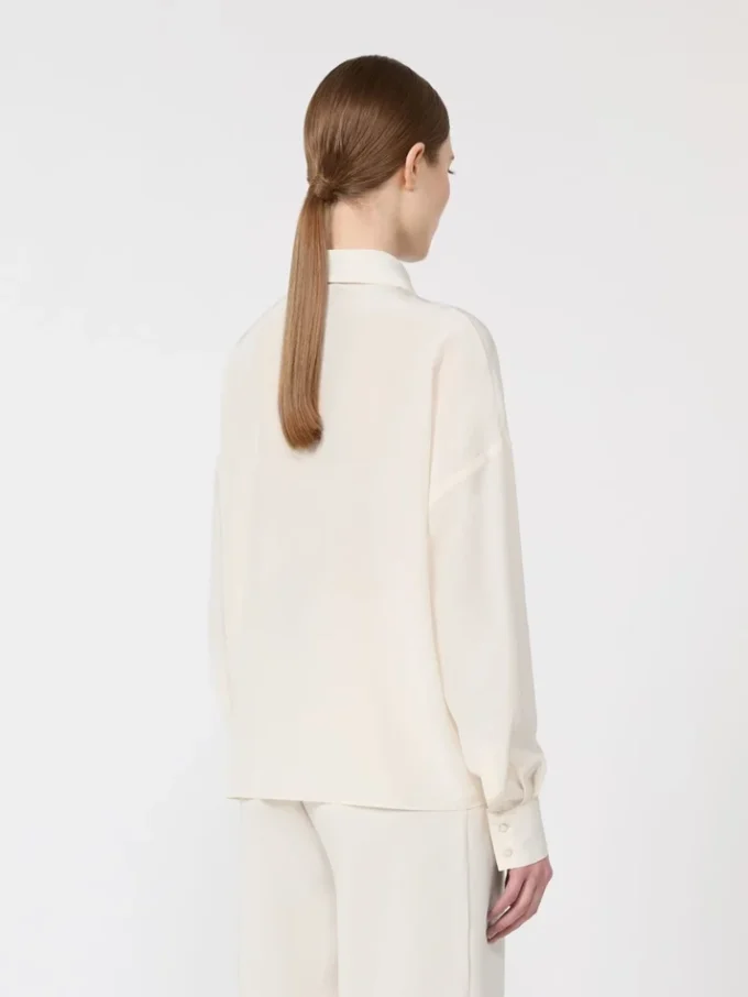 Camicetta in seta con fiocco, beige Camicetta in seta con fiocco, beige