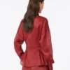 Camicia a maniche lunghe in tela di ramiè, rosso mattone