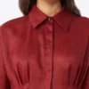Camicia a maniche lunghe in tela di ramiè, rosso mattone
