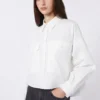 Camicia asimmetrica in cotone lavato, bianca Camicia asimmetrica in cotone lavato, bianca