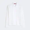 Camicia boxy in tela di ramiè ricamata, bianca