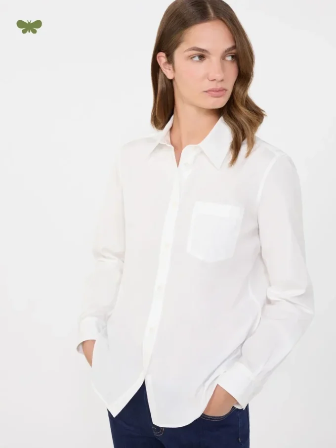 Camicia classica in cotone, bianco ottico