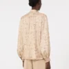 Camicia con fiocco in seta stampata, albino