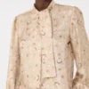 Camicia con fiocco in seta stampata, albino