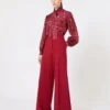 Camicia con fiocco in seta stampata, rossa
