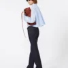 Camicia corta in cotone con plissettatura sul retro, azzurro