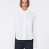 Camicia corta in cotone con plissettatura sul retro, bianco ottico