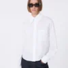 Camicia corta in cotone con plissettatura sul retro, bianco ottico