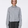 Camicia corta in popeline a righe, nera