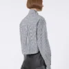 Camicia corta in popeline a righe, nera