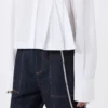 Camicia corta in popeline con pieghe asimmetriche, bianco ottico