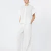 Camicia girocollo in popeline di cotone, bianca
