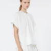 Camicia girocollo in popeline di cotone, bianca