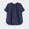 Camicia girocollo in popeline di cotone, blu navy