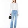 Camicia in cotone con logo, bianco ottico