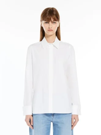 Camicia in cotone con logo, bianco ottico