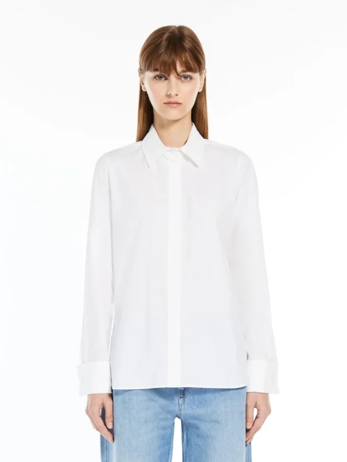 Camicia in cotone con logo, bianco ottico