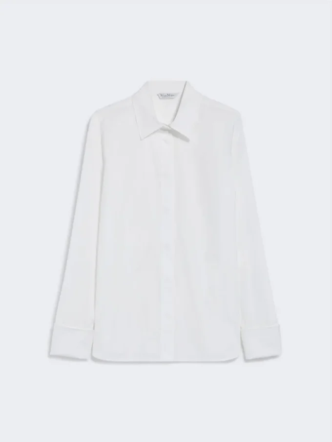 Camicia in cotone con logo, bianco ottico