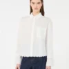Camicia in cotone con taschino sul petto, avorio