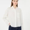 Camicia in cotone con taschino sul petto, avorio