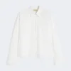 Camicia in cotone con taschino sul petto, avorio