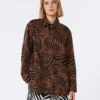 Camicia in cotone e lino stampata, marrone Camicia in cotone e lino stampata, marrone
