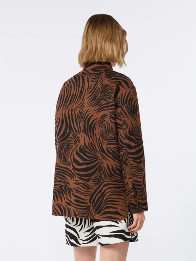 Camicia in cotone e lino stampata, marrone Camicia in cotone e lino stampata, marrone