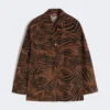 Camicia in cotone e lino stampata, marrone Camicia in cotone e lino stampata, marrone