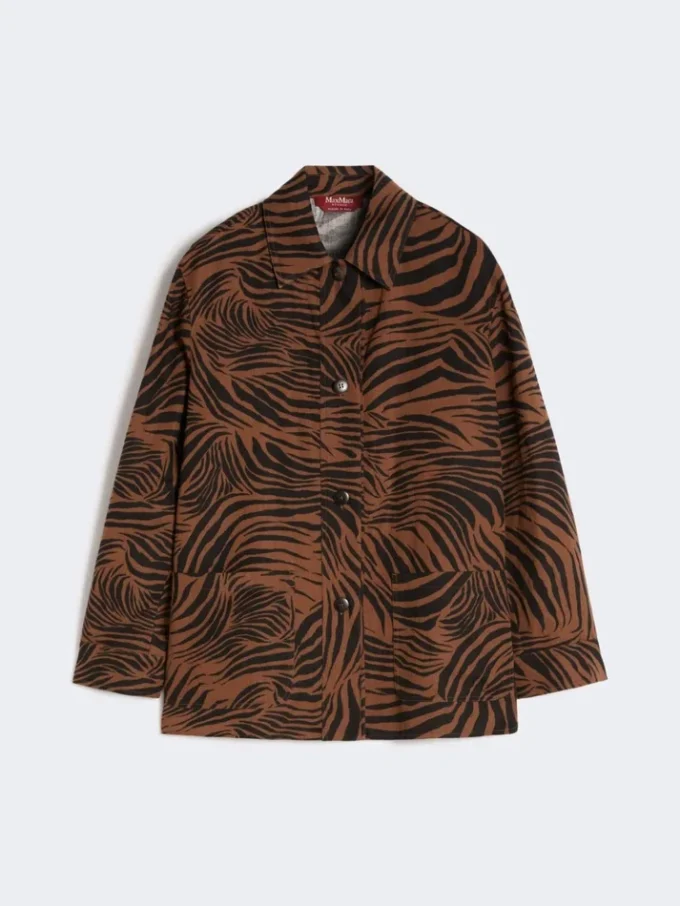 Camicia in cotone e lino stampata, marrone Camicia in cotone e lino stampata, marrone