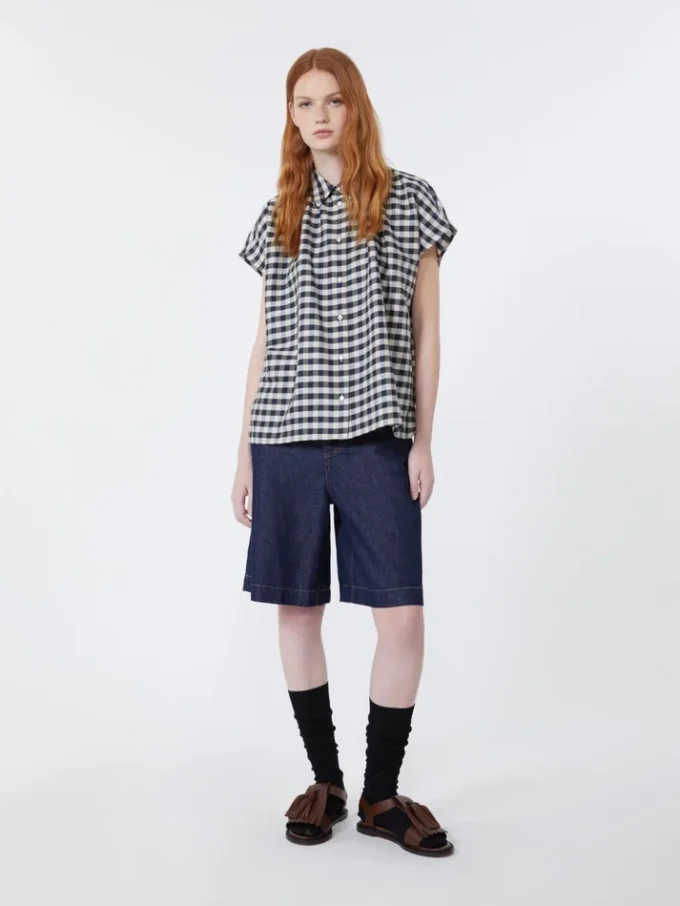 Camicia in cotone e ramiè Batavia, blu navy Camicia in cotone e ramiè Batavia, blu navy