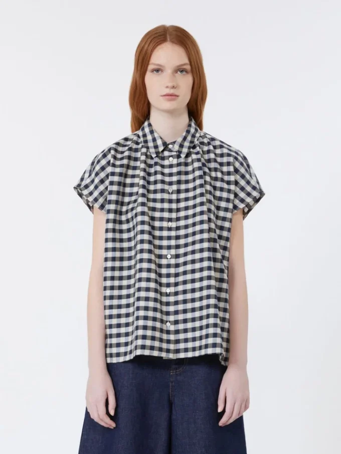 Camicia in cotone e ramiè Batavia, blu navy Camicia in cotone e ramiè Batavia, blu navy