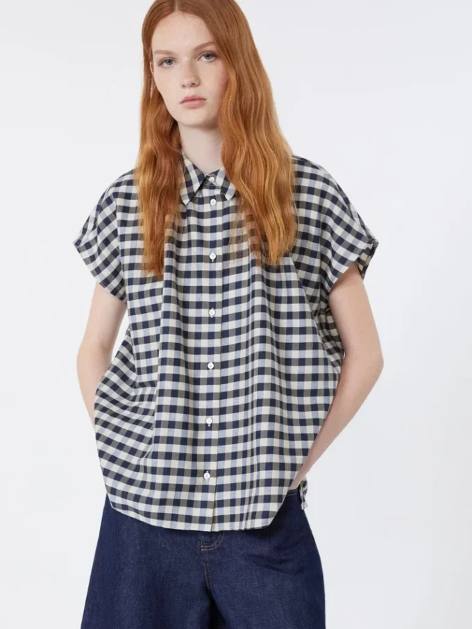 Camicia in cotone e ramiè Batavia, blu navy Camicia in cotone e ramiè Batavia, blu navy