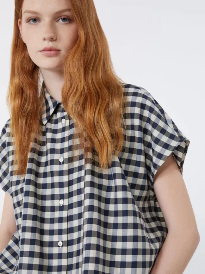 Camicia in cotone e ramiè Batavia, blu navy Camicia in cotone e ramiè Batavia, blu navy
