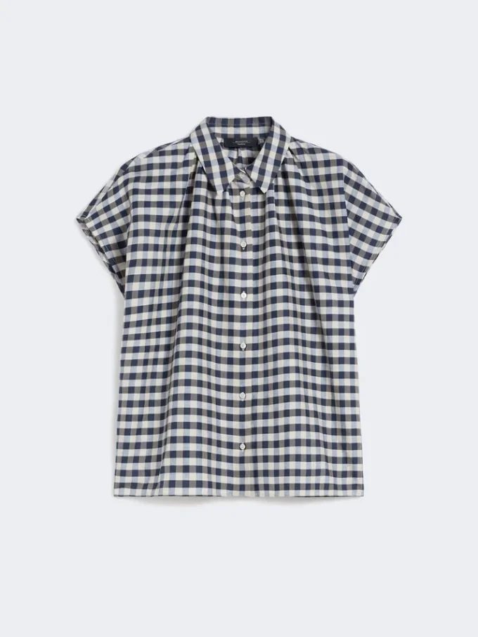 Camicia in cotone e ramiè Batavia, blu navy Camicia in cotone e ramiè Batavia, blu navy