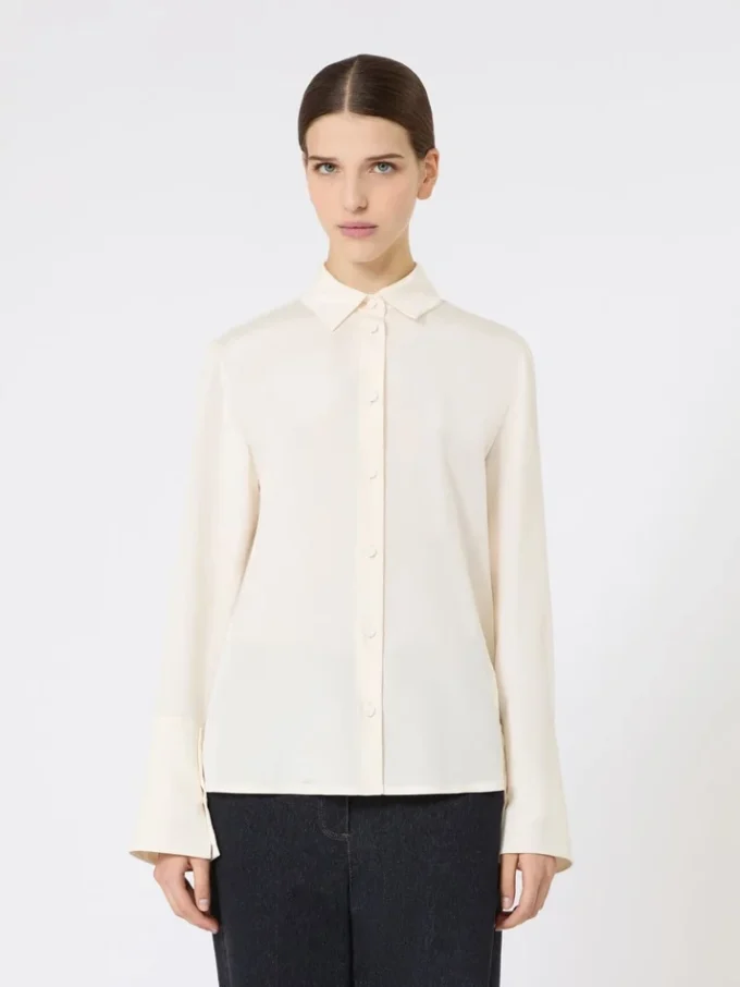 Camicia in crêpe de chine di seta, avorio Camicia in crêpe de chine di seta, avorio