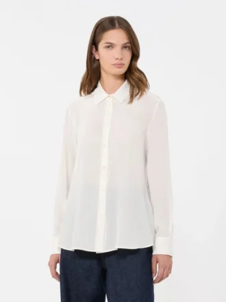 Camicia in crêpe de chine di seta, avorio