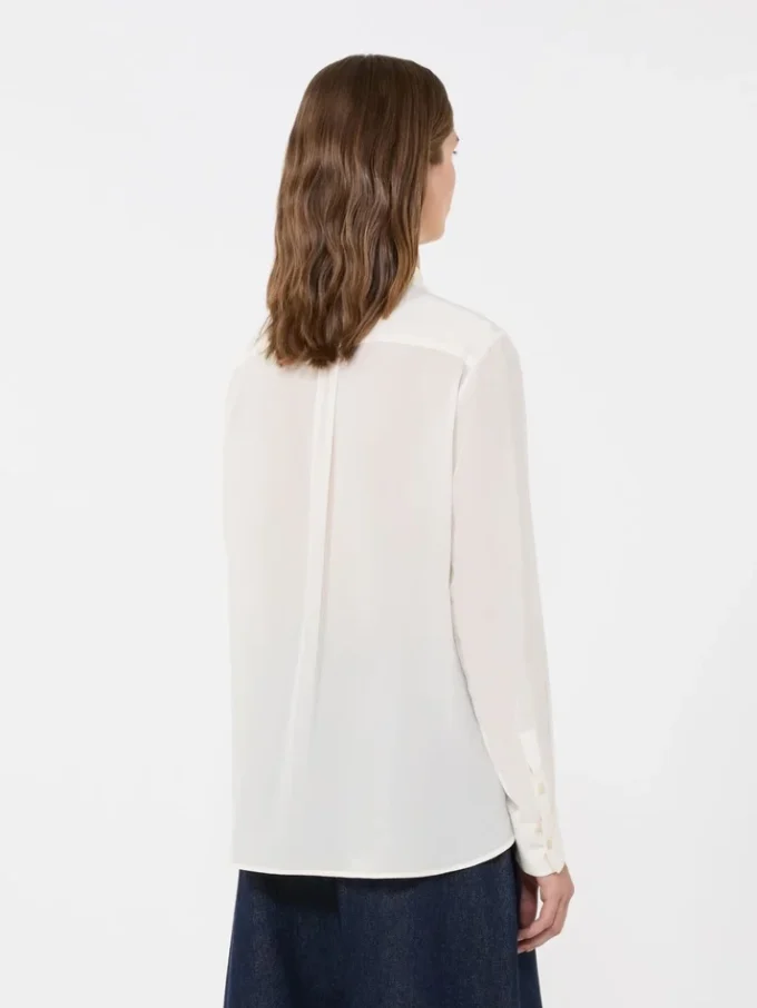 Camicia in crêpe de chine di seta, avorio