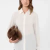 Camicia in crêpe de chine di seta, avorio