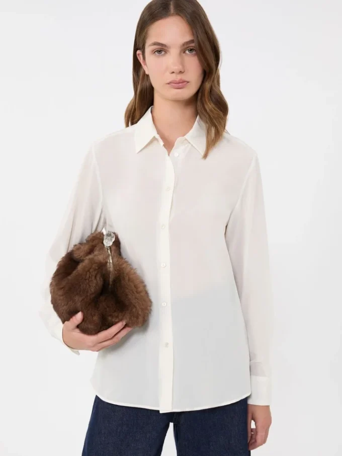 Camicia in crêpe de chine di seta, avorio