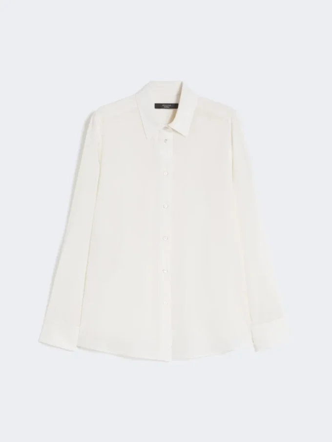 Camicia in crêpe de chine di seta, avorio