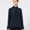 Camicia in crêpe de chine di seta, blu oltremare Camicia in crêpe de chine di seta, blu oltremare