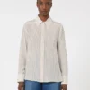 Camicia in crêpe de chine stampata, color cammello